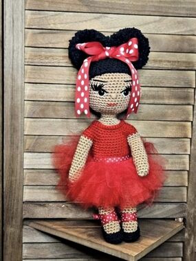 Handmade By Lendoria Crochet Doll In Red And White Polka-Dot. Gift 🎁